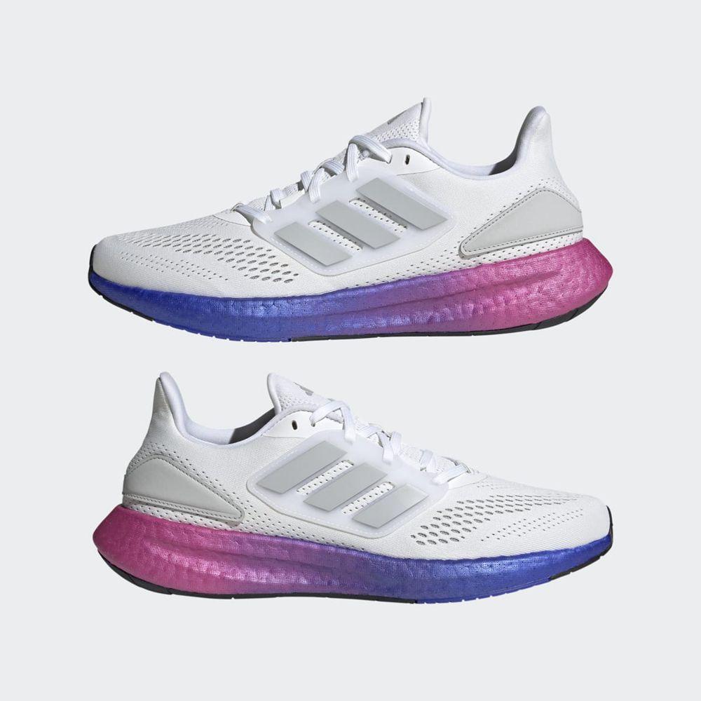 Chaussure Running Adidas Pureboost 22 Blanche Grise Bleu Homme | XFD-28733600