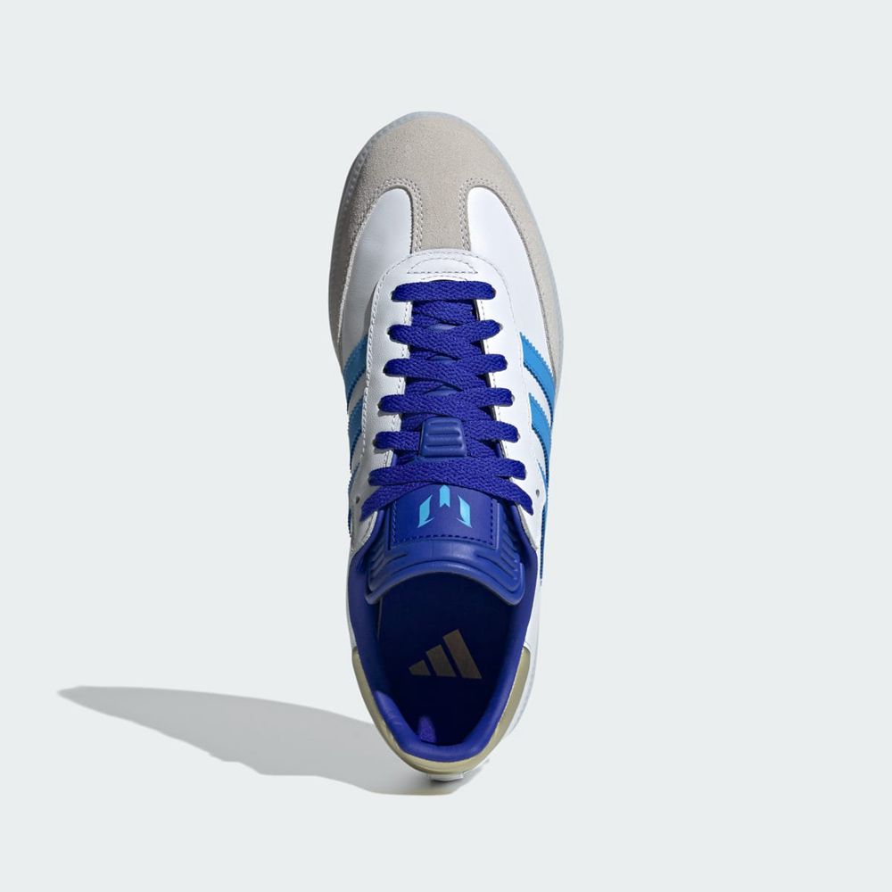 Chaussure Futsal Adidas Messi Samba Blanche Bleu Homme | RVM-03142543