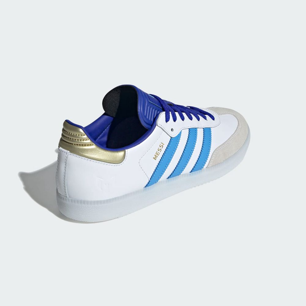 Chaussure Futsal Adidas Messi Samba Blanche Bleu Homme | RVM-03142543