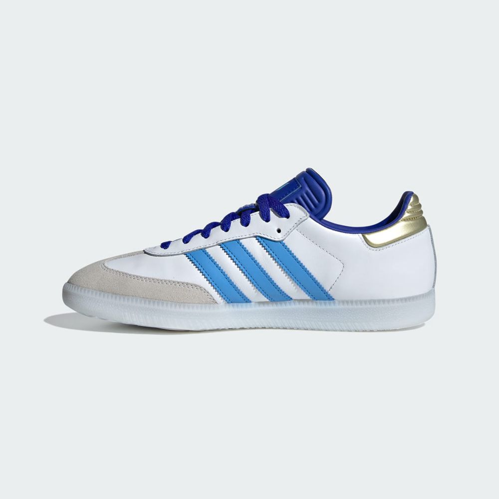 Chaussure Futsal Adidas Messi Samba Blanche Bleu Homme | RVM-03142543