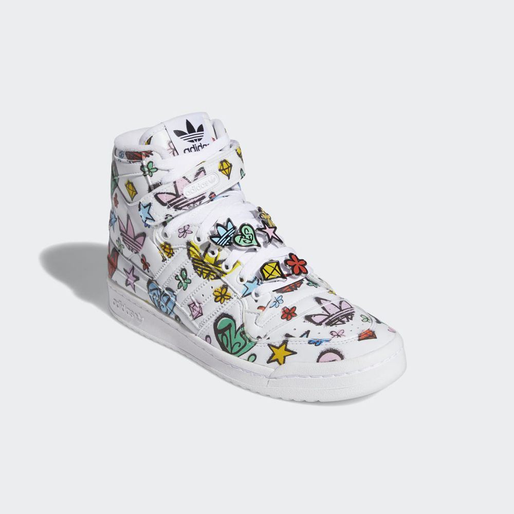 Basket Montante Adidas Jeremy Scott Forum 84 Hi Mono Blanche Noir Homme | EXY-92494782