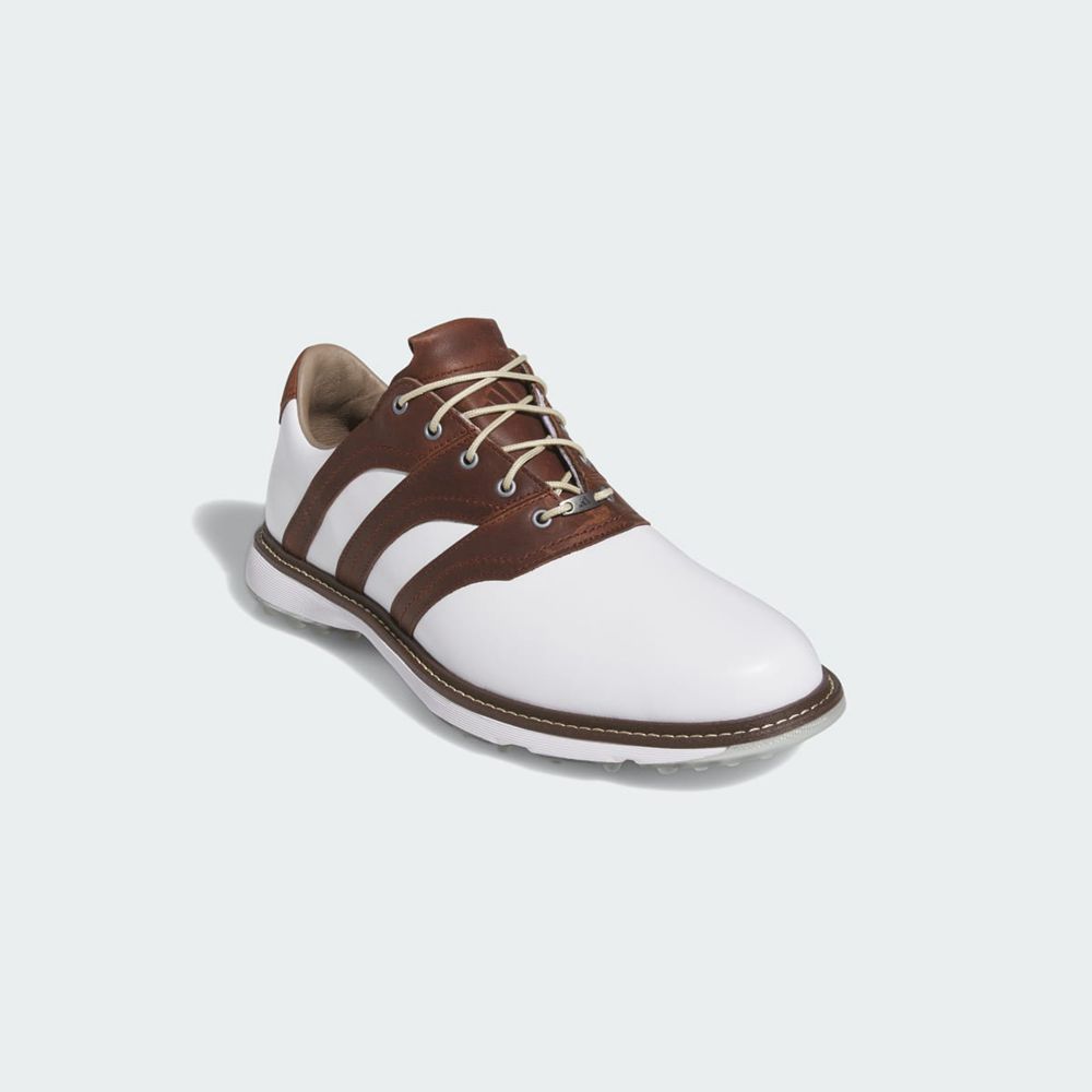 Chaussures De Golf Adidas MC Z-Traxion Spikeless Blanche Marron Argent Homme | EDR-55703591