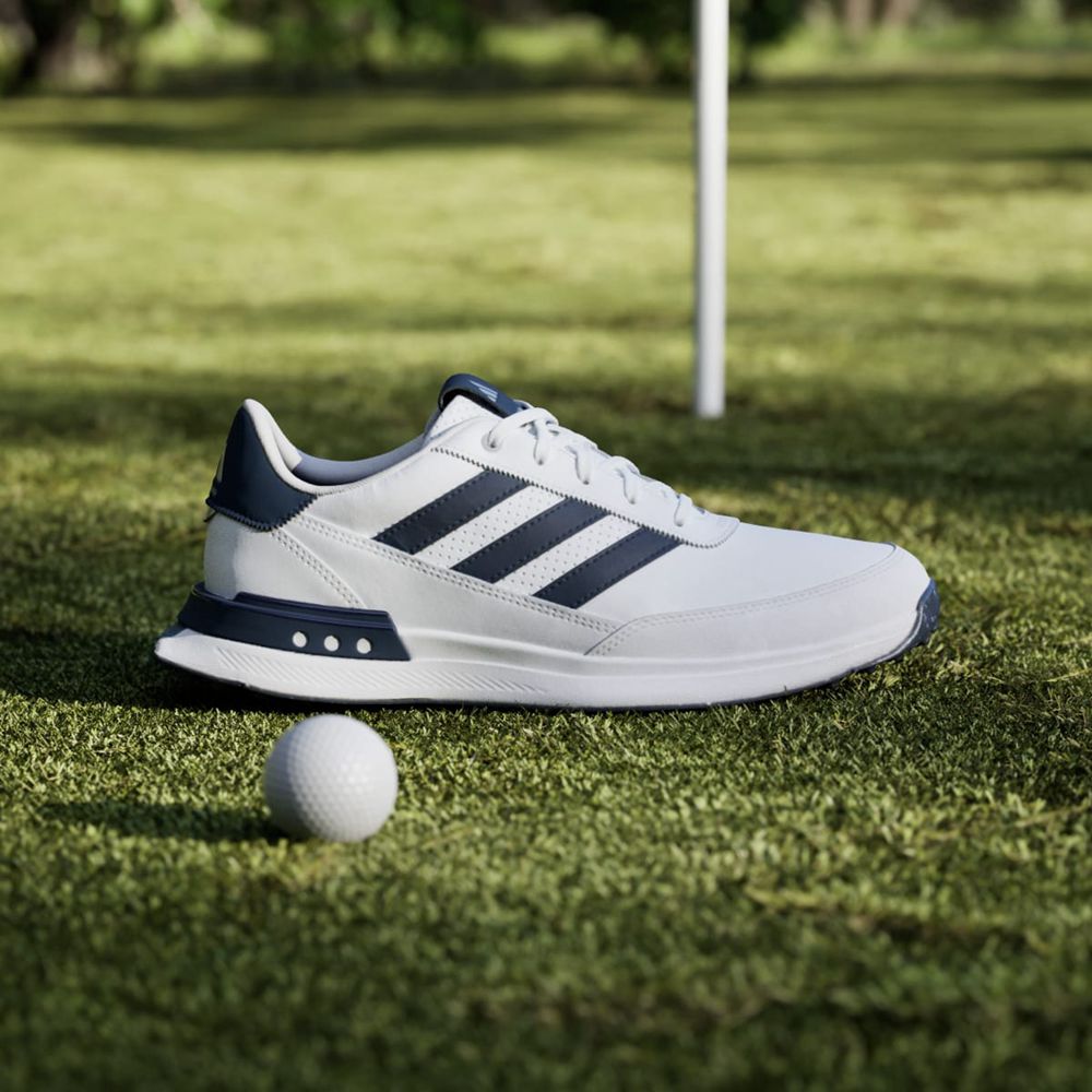 Chaussures De Golf Adidas S2G Spikeless Leather 24 Blanche Bleu Marine Argent Homme | PON-45678637