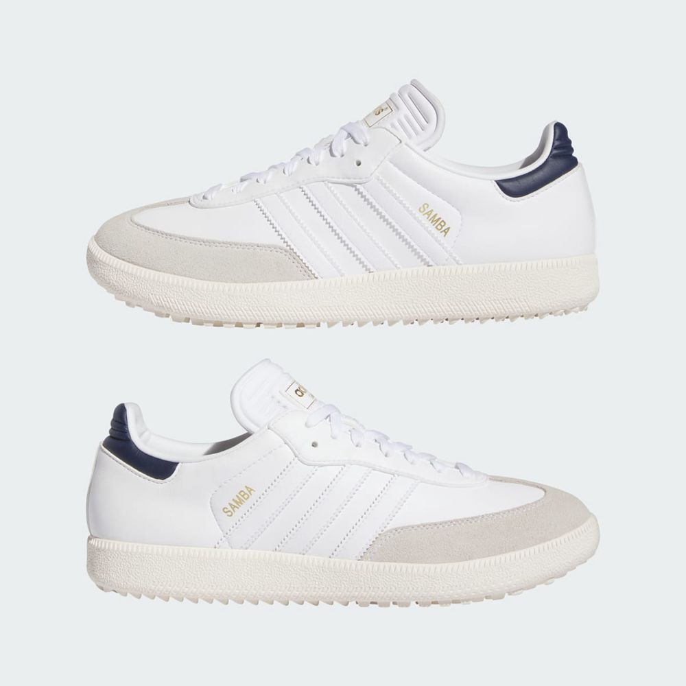 Chaussures De Golf Adidas Samba Blanche Bleu Marine Homme | EPR-66417832