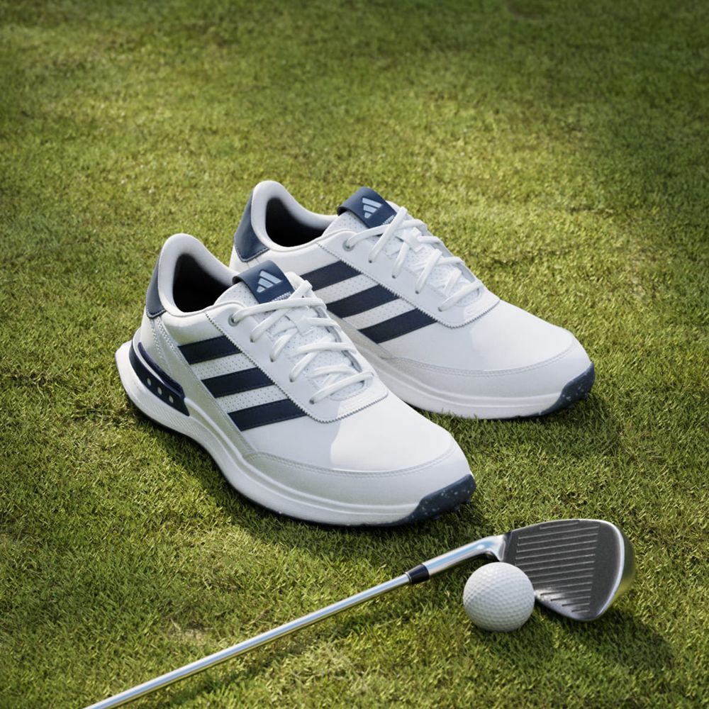 Chaussures De Golf Adidas S2G Spikeless Leather 24 Blanche Bleu Marine Argent Homme | PON-45678637