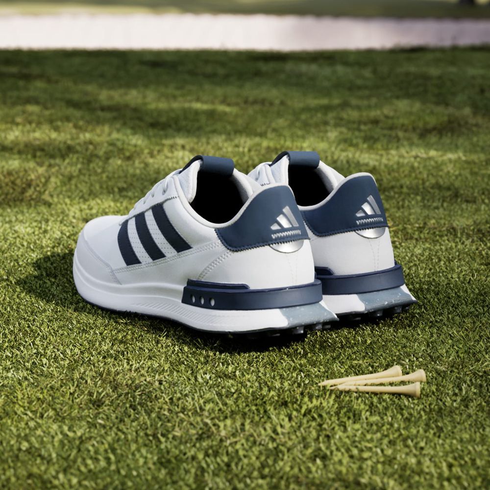 Chaussures De Golf Adidas S2G Spikeless Leather 24 Blanche Bleu Marine Argent Homme | PON-45678637