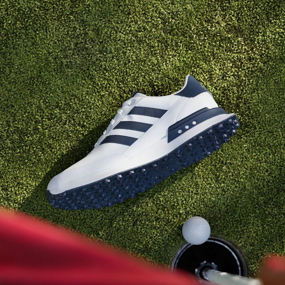 Chaussures De Golf Adidas S2G Spikeless Leather 24 Blanche Bleu Marine Argent Homme | PON-45678637