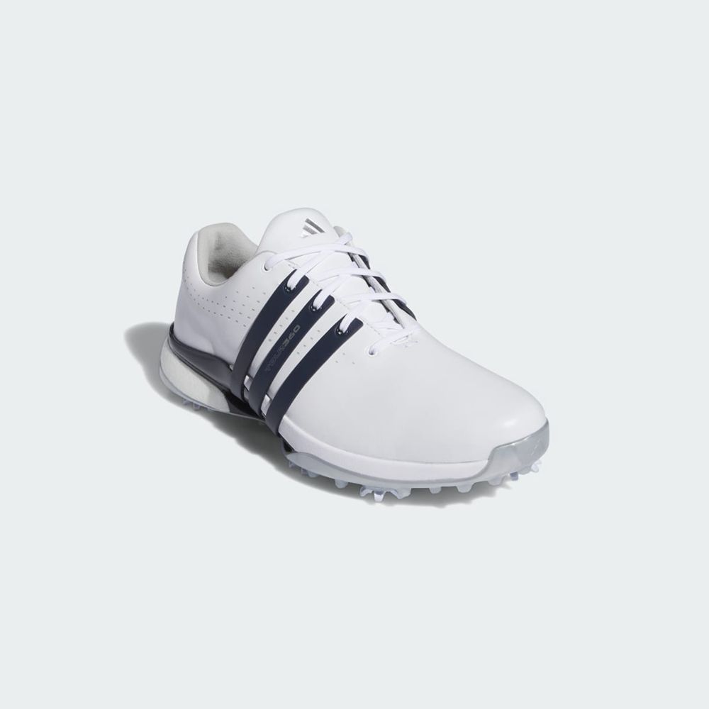 Chaussures De Golf Adidas Tour360 24 Blanche Bleu Marine Argent Homme | URY-67586536