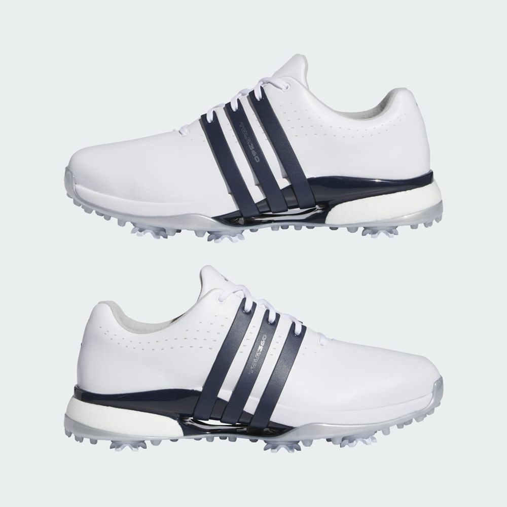 Chaussures De Golf Adidas Tour360 24 Blanche Bleu Marine Argent Homme | URY-67586536