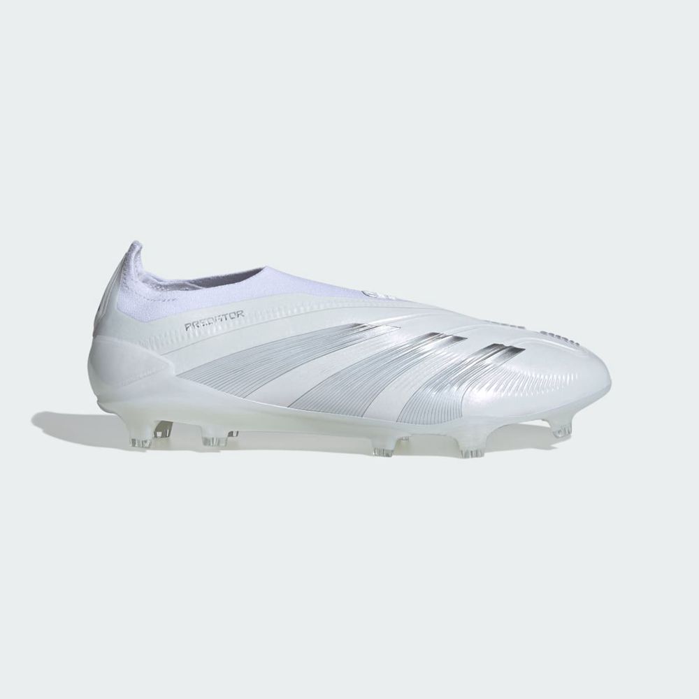 Chaussure de Foot Adidas Predator 24 Elite Laceless Firm Ground Blanche Argent Homme | XUF-81090465