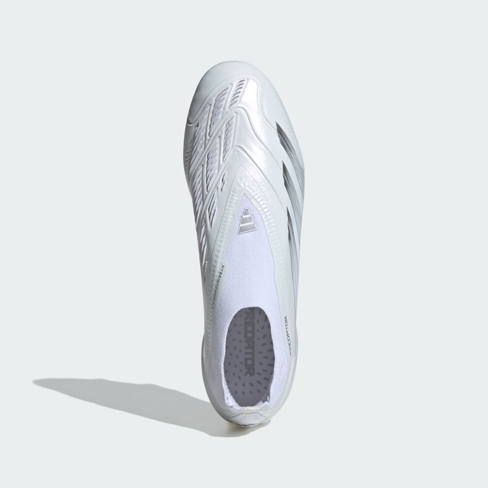 Chaussure de Foot Adidas Predator 24 Elite Laceless Firm Ground Blanche Argent Homme | XUF-81090465