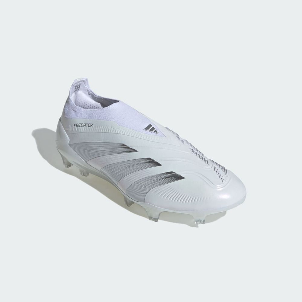 Chaussure de Foot Adidas Predator 24 Elite Laceless Firm Ground Blanche Argent Homme | XUF-81090465