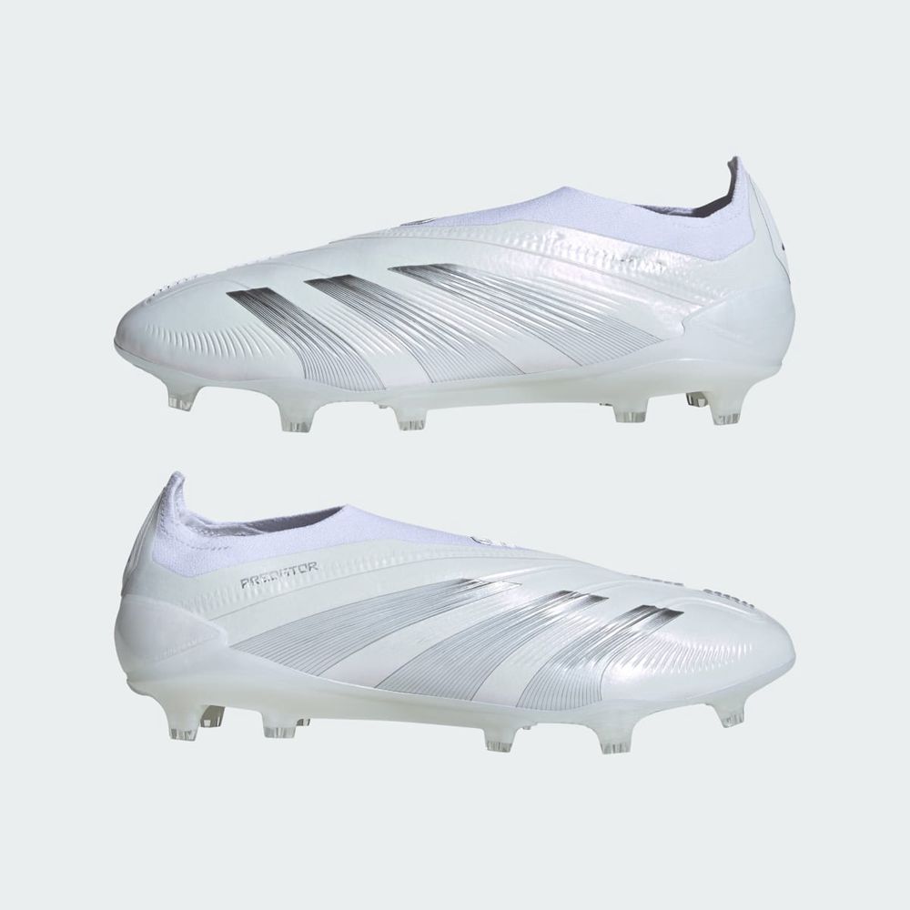 Chaussure de Foot Adidas Predator 24 Elite Laceless Firm Ground Blanche Argent Homme | XUF-81090465