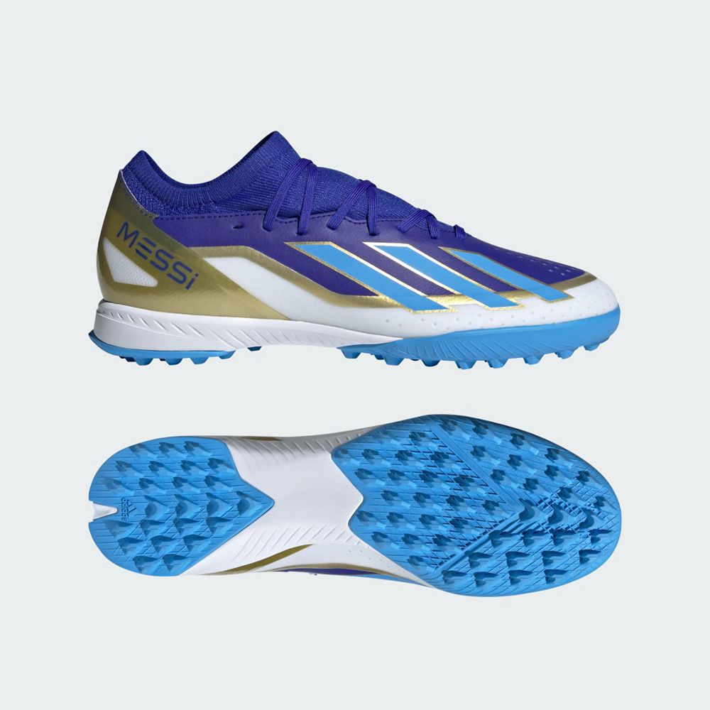 Chaussure de Foot Adidas X Crazyfast Messi League Turf Bleu Blanche Homme | WXZ-07330169