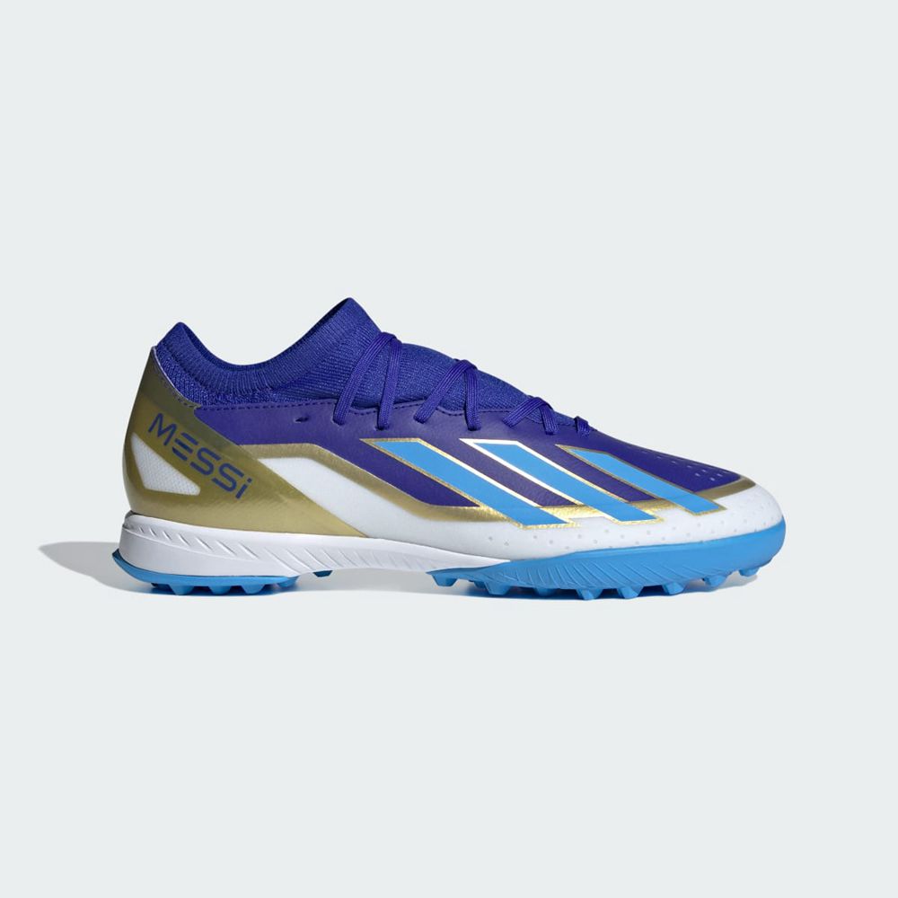 Chaussure de Foot Adidas X Crazyfast Messi League Turf Bleu Blanche Homme | WXZ-07330169