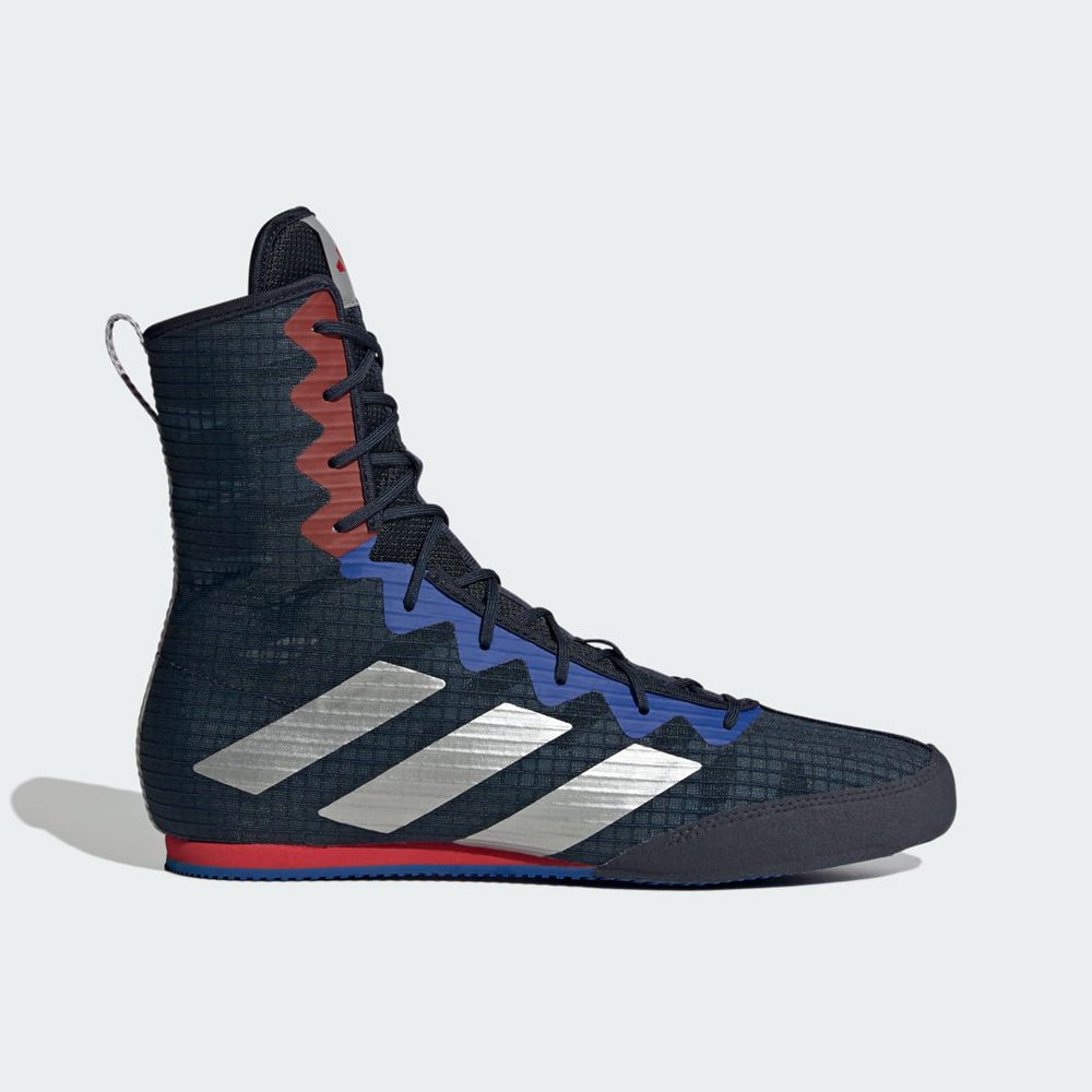 Chaussures De Boxe Adidas Box Hog 4 Bleu Marine Argent Grise Homme | YTV-18124580