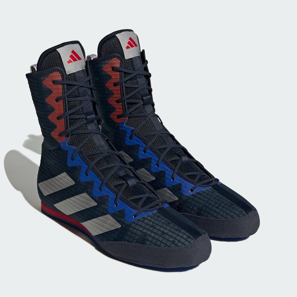 Chaussures De Boxe Adidas Box Hog 4 Bleu Marine Argent Grise Homme | YTV-18124580