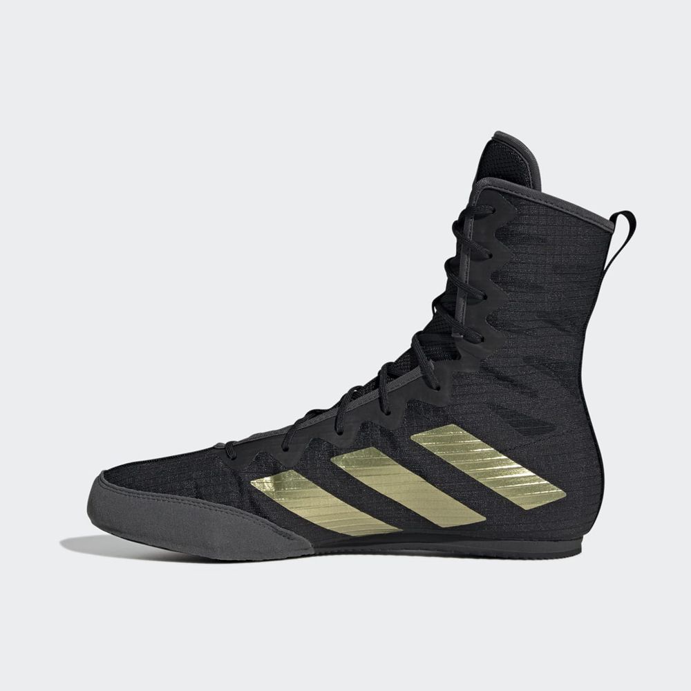 Chaussures De Boxe Adidas Box Hog 4 Noir Doré Grise Homme | XQQ-87403384