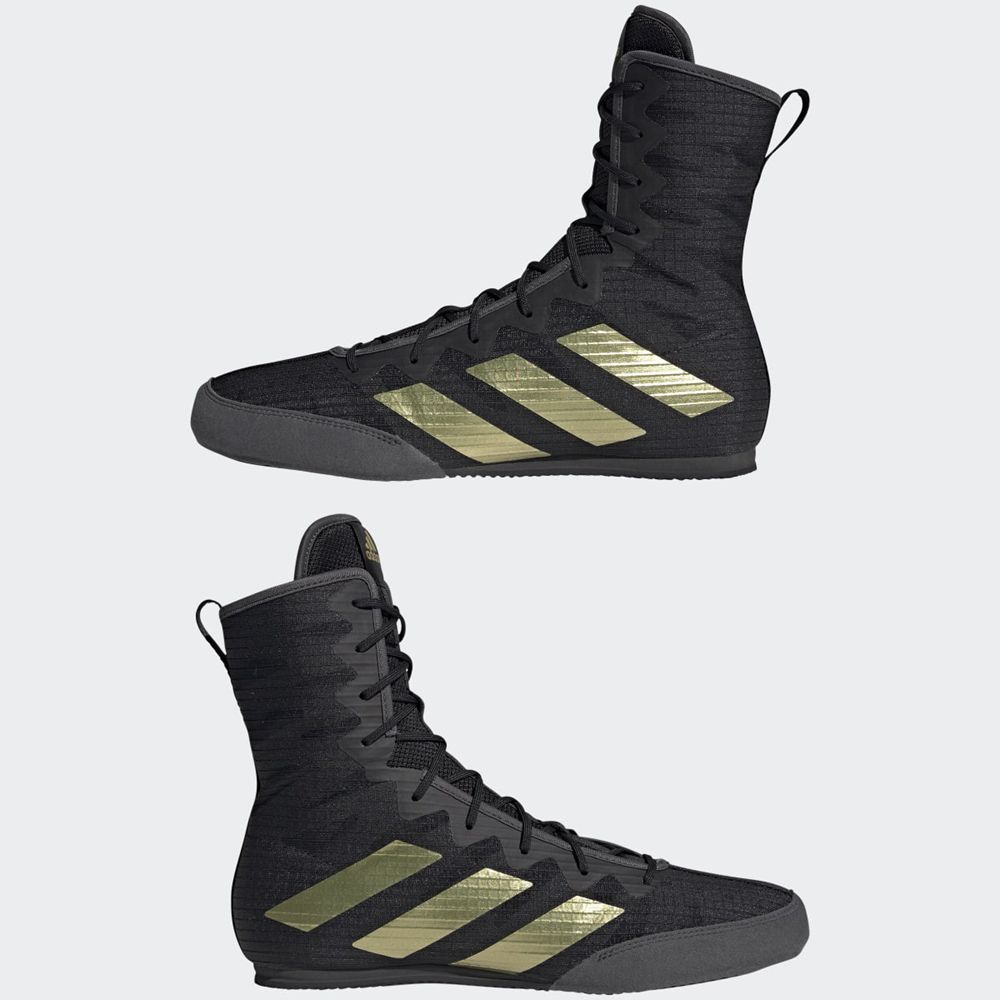 Chaussures De Boxe Adidas Box Hog 4 Noir Doré Grise Homme | XQQ-87403384