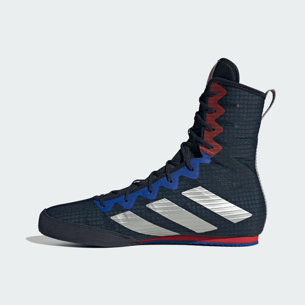 Chaussures De Boxe Adidas Box Hog 4 Bleu Marine Argent Grise Homme | YTV-18124580