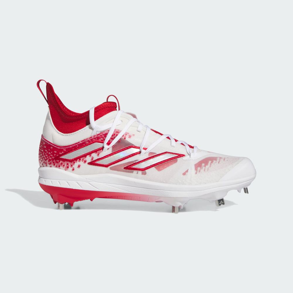 Chaussures de Baseball Adidas Adizero Afterburner 9 NWV Rouge Argent Blanche Homme | USM-05720193