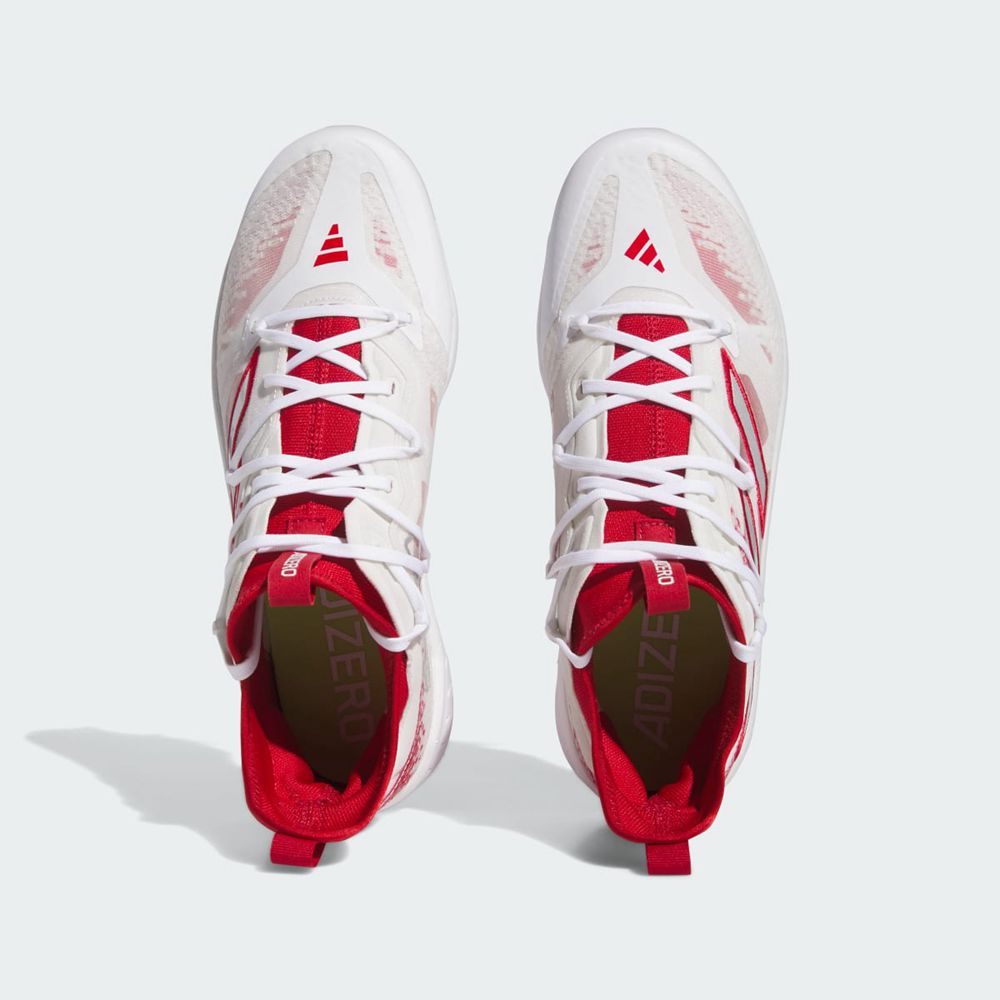 Chaussures de Baseball Adidas Adizero Afterburner 9 NWV Rouge Argent Blanche Homme | USM-05720193