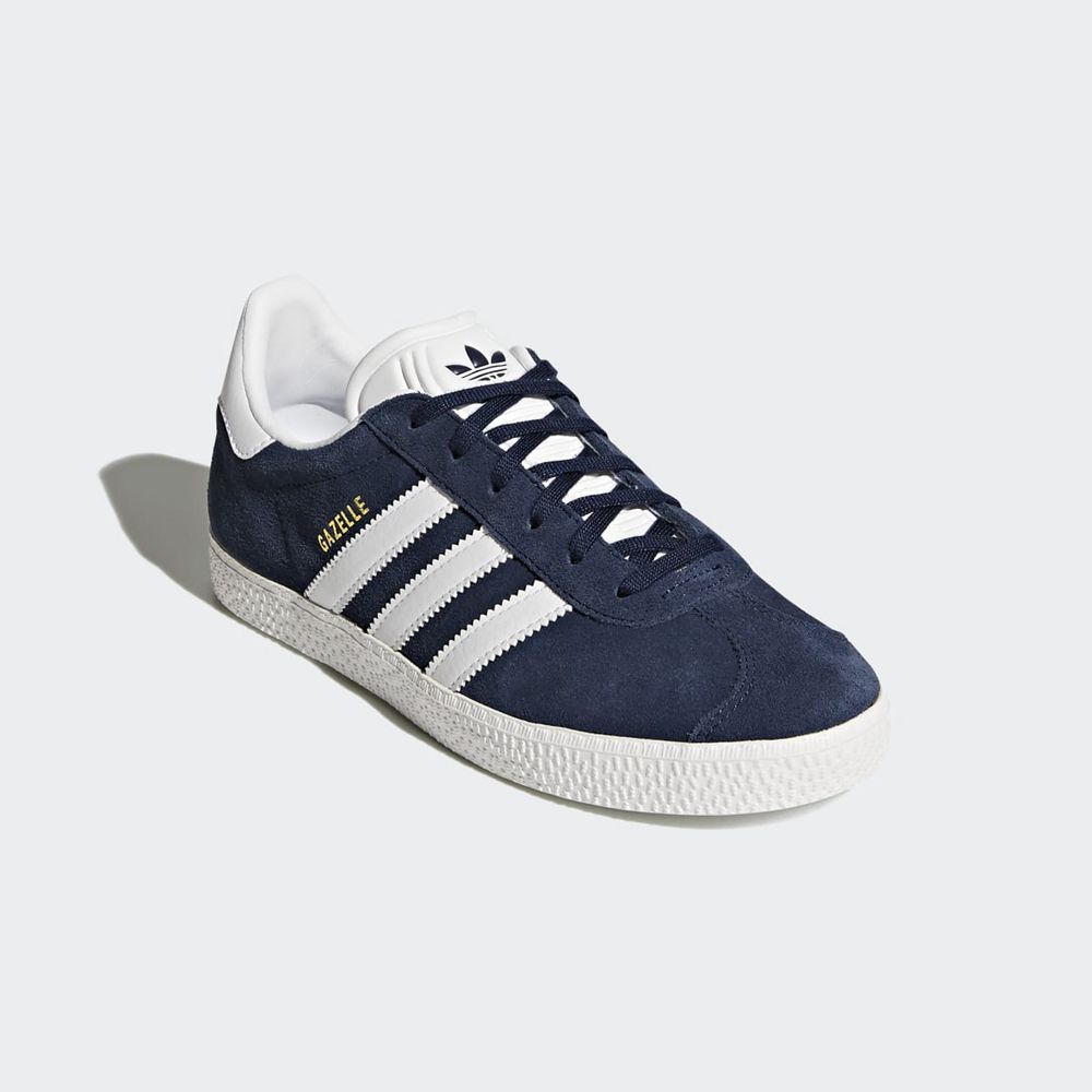 Chaussure Training Adidas Gazelle Bleu Marine Blanche Enfant | MOC-80502524