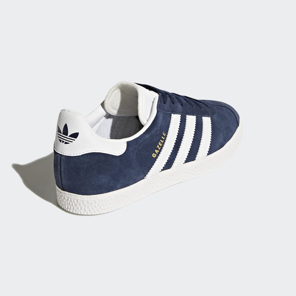 Chaussure Training Adidas Gazelle Bleu Marine Blanche Enfant | MOC-80502524