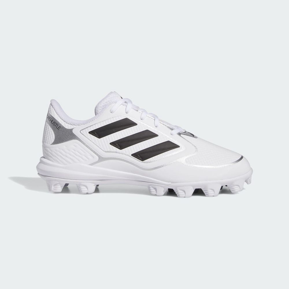 Chaussure Adidas Purehustle 3 MD Blanche Noir Argent Enfant | QJV-38833708