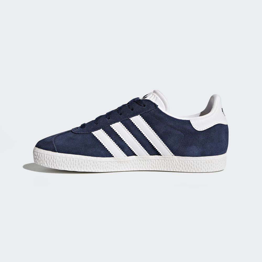 Chaussure Training Adidas Gazelle Bleu Marine Blanche Enfant | MOC-80502524