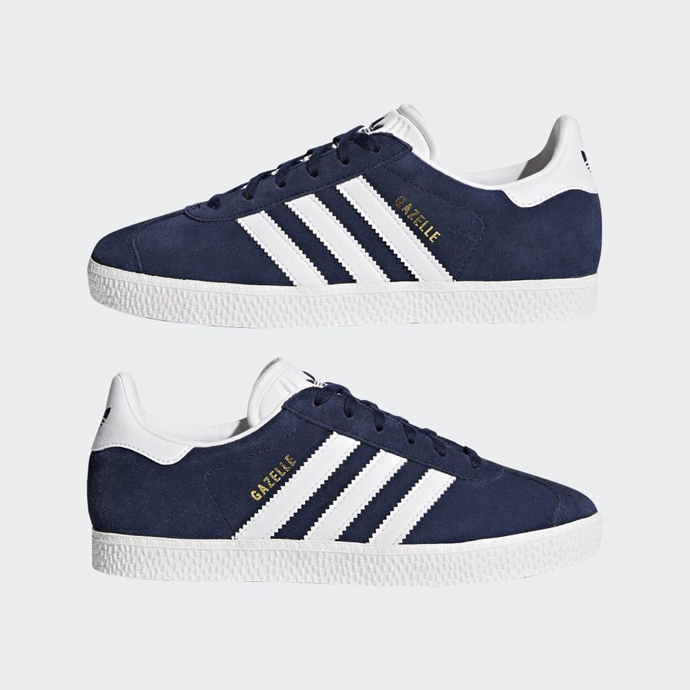 Chaussure Training Adidas Gazelle Bleu Marine Blanche Enfant | MOC-80502524