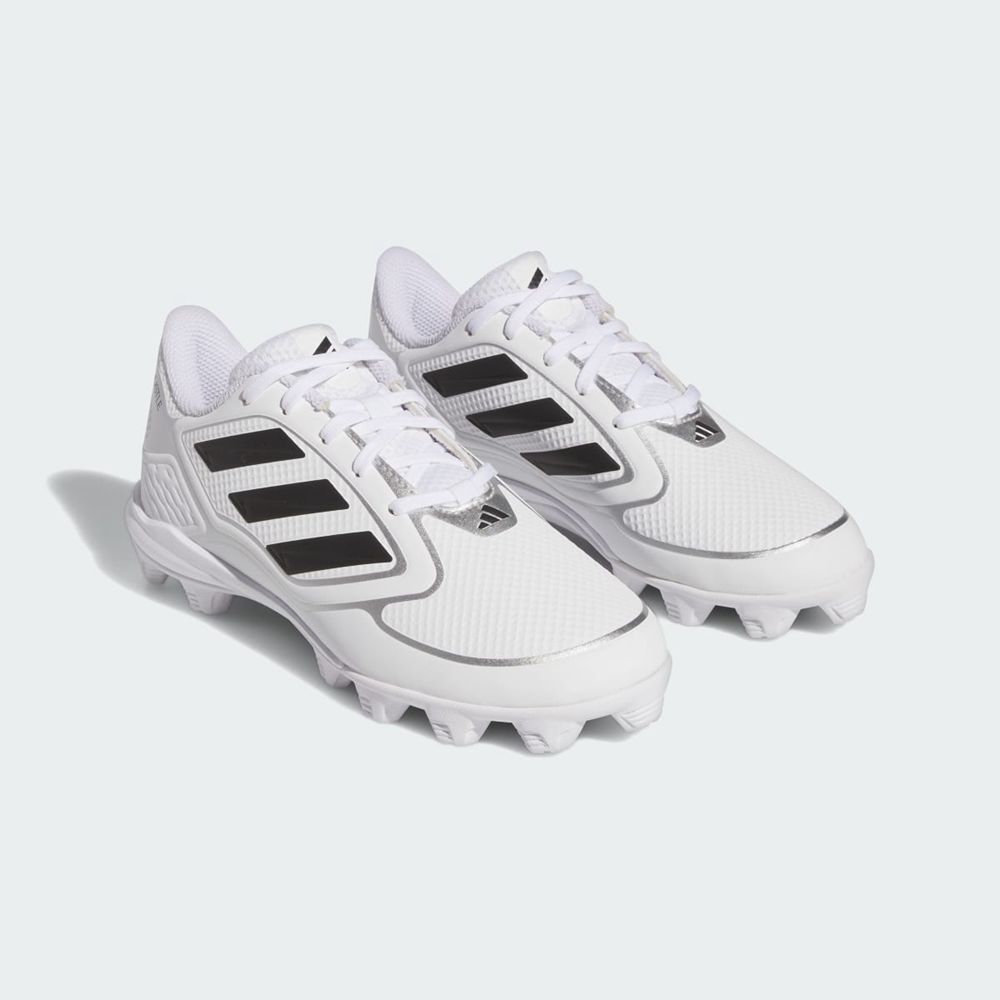 Chaussure Adidas Purehustle 3 MD Blanche Noir Argent Enfant | QJV-38833708