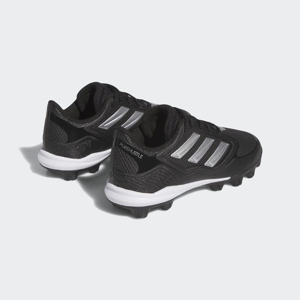 Chaussure Adidas Purehustle 3 MD Noir Argent Enfant | QAE-00201757