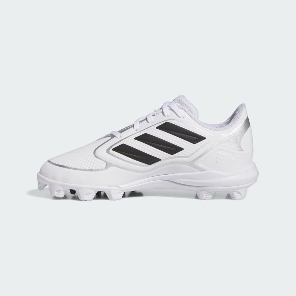 Chaussure Adidas Purehustle 3 MD Blanche Noir Argent Enfant | QJV-38833708