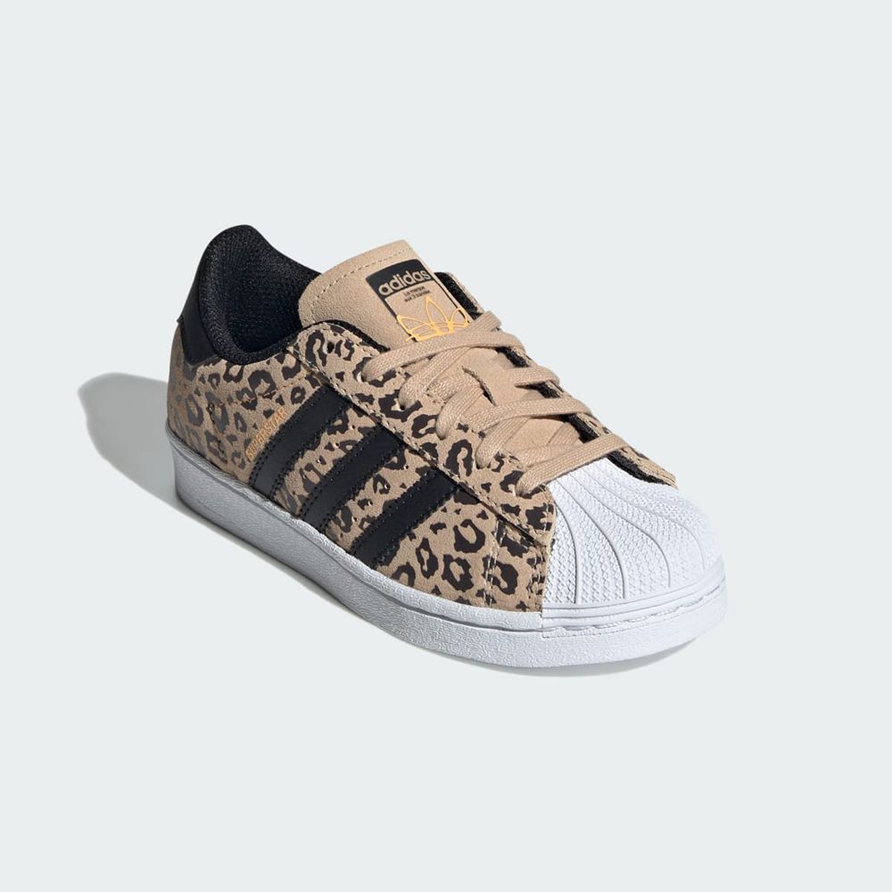 Basket Adidas Superstar Beige Noir Orange Enfant | SWU-93685078