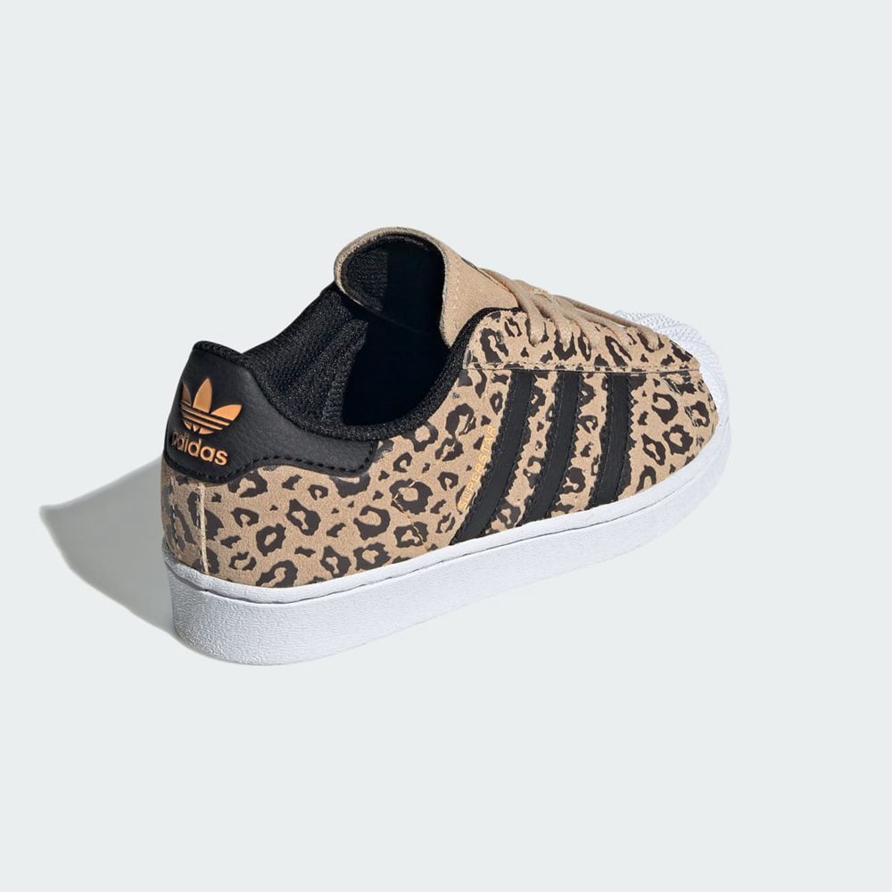 Basket Adidas Superstar Beige Noir Orange Enfant | SWU-93685078