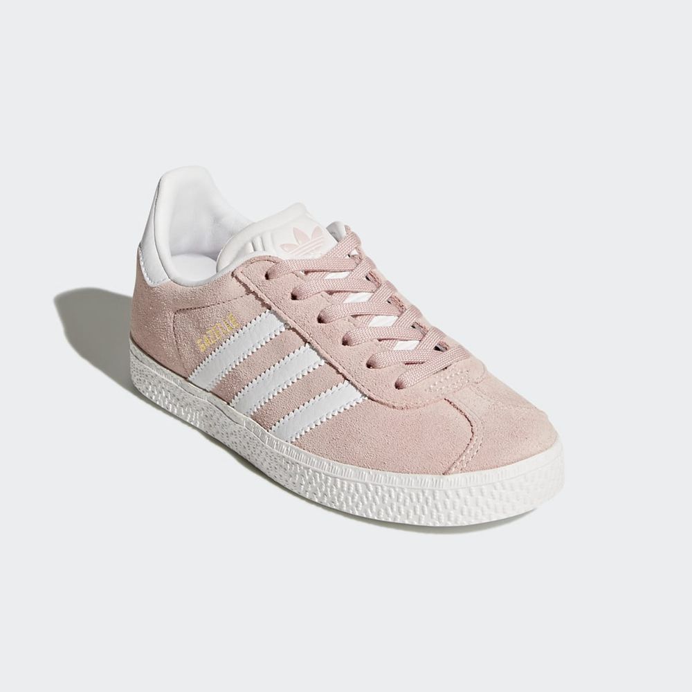 Basket Adidas Gazelle Rose Blanche Doré Enfant | IWE-38841923