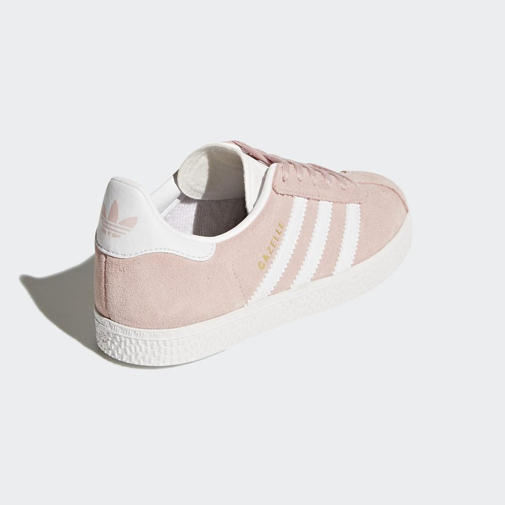 Basket Adidas Gazelle Rose Blanche Doré Enfant | IWE-38841923