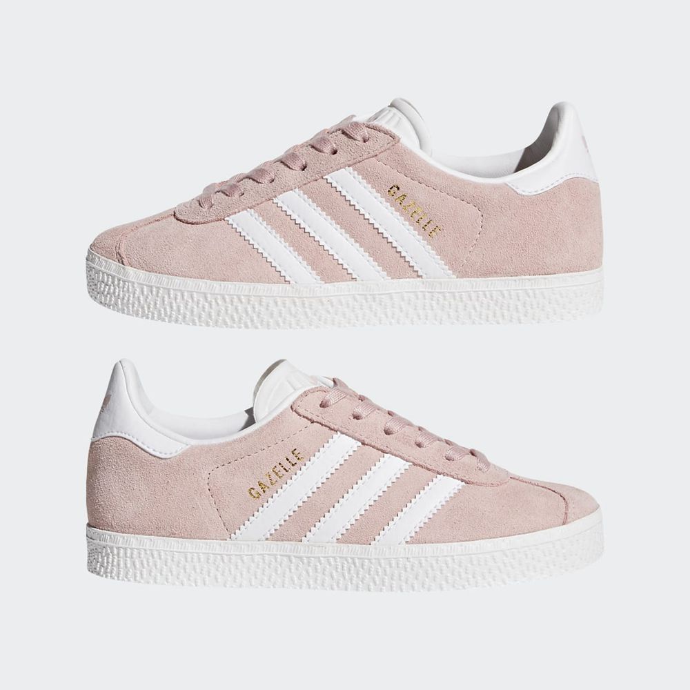 Basket Adidas Gazelle Rose Blanche Doré Enfant | IWE-38841923