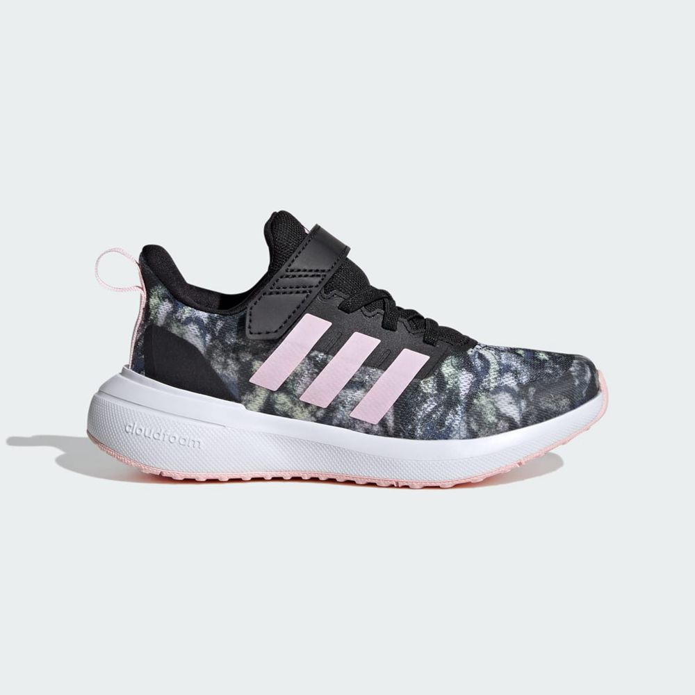 Basket Adidas Fortarun 2.0 Cloudfoam Elastic Lace Top Strap Noir Rose Blanche Enfant | YUB-77086045