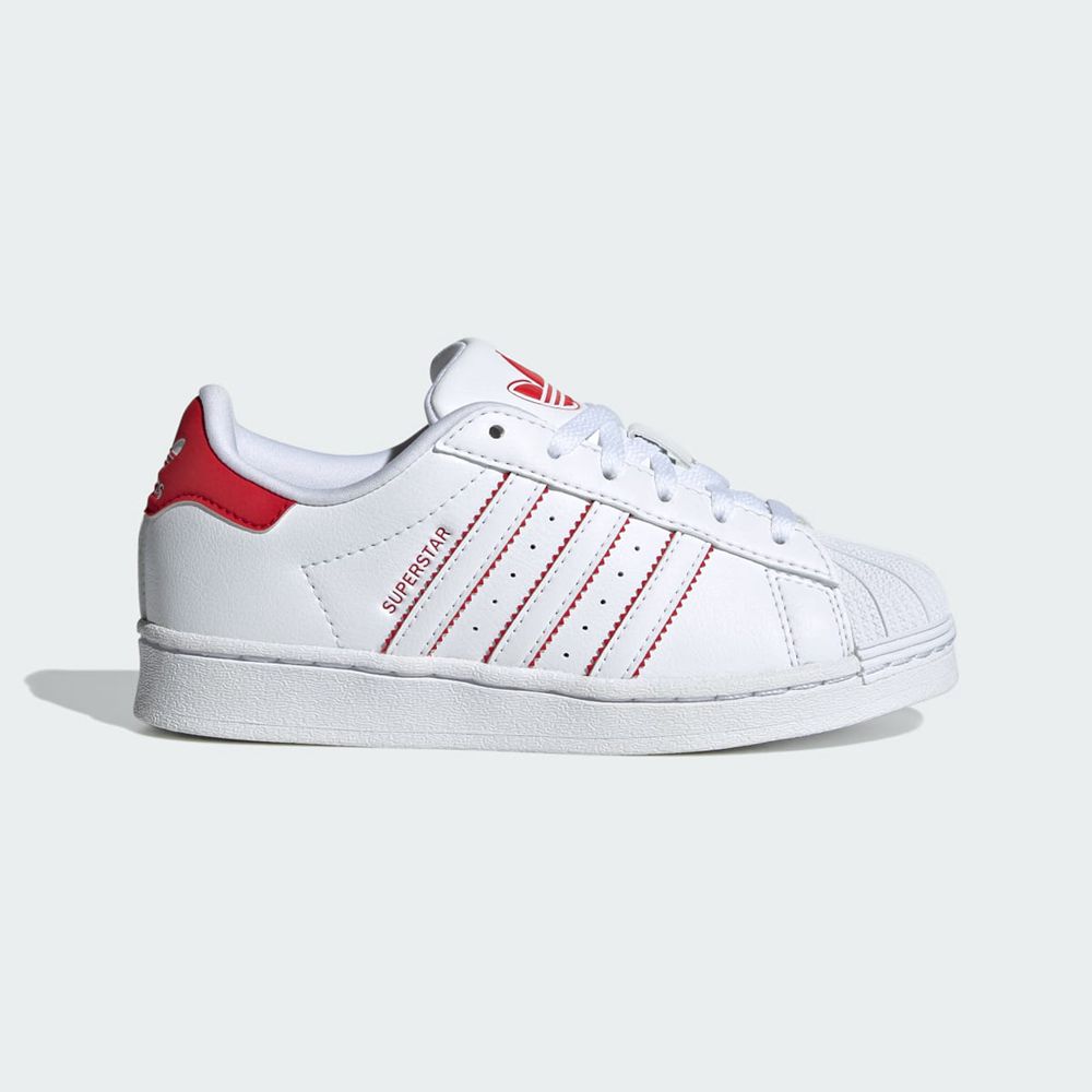 Basket Adidas Superstar Blanche Rouge Enfant | LPD-46491614