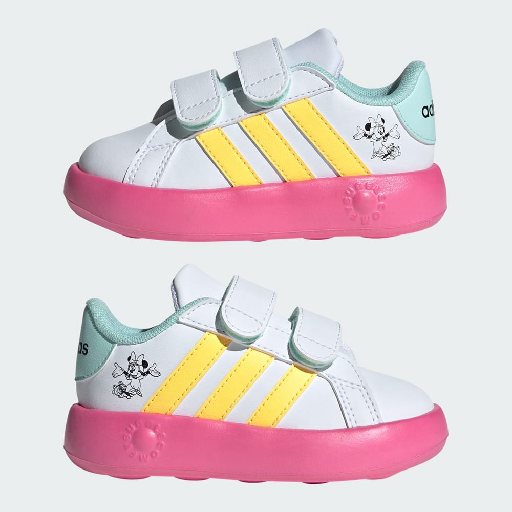 Basket Adidas Grand Court Minnie Tennis Sportswear Blanche Vert Jaune Enfant | SMX-21754807