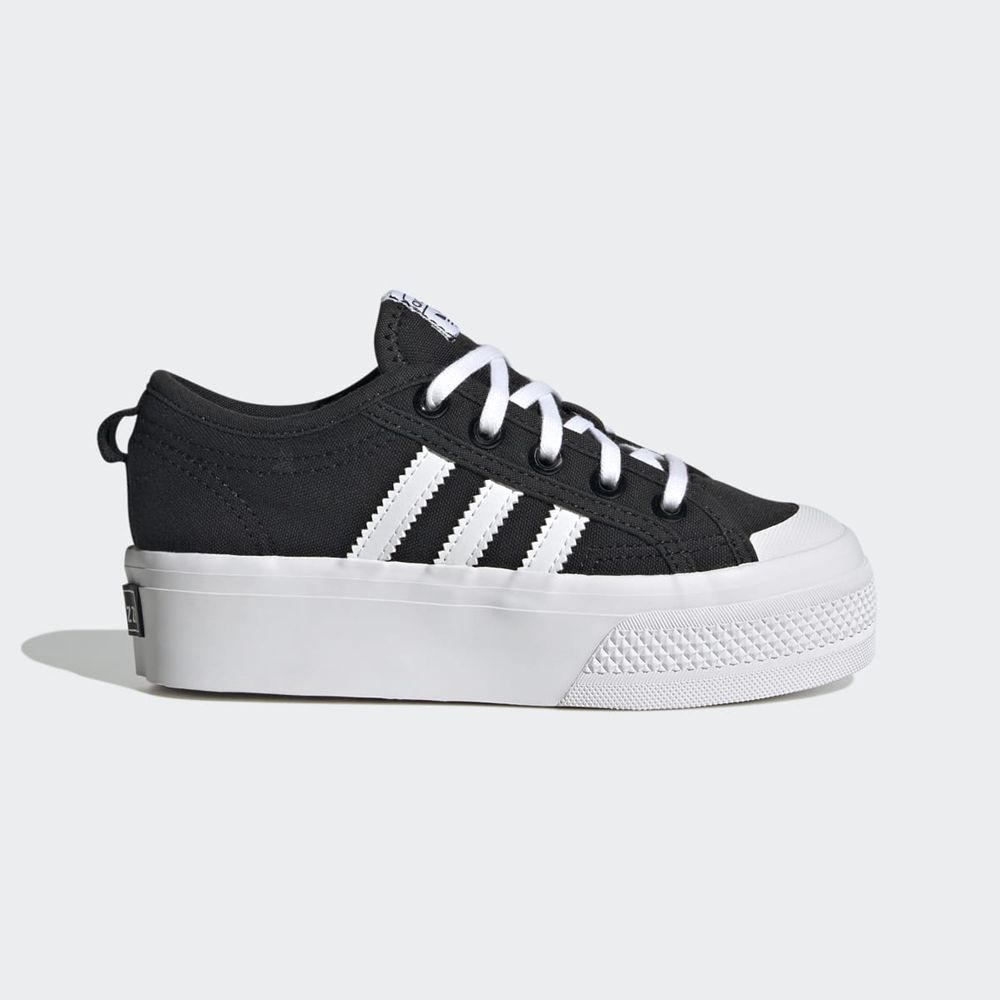 Basket Adidas Nizza Platform Noir Blanche Enfant | BDT-21159879