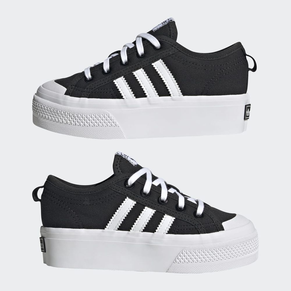 Basket Adidas Nizza Platform Noir Blanche Enfant | BDT-21159879