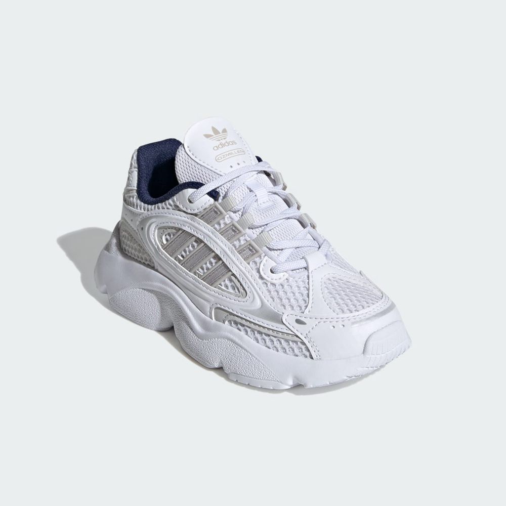 Basket Adidas Ozmillen Elastic Lace Blanche Grise Bleu Enfant | KHG-58116368