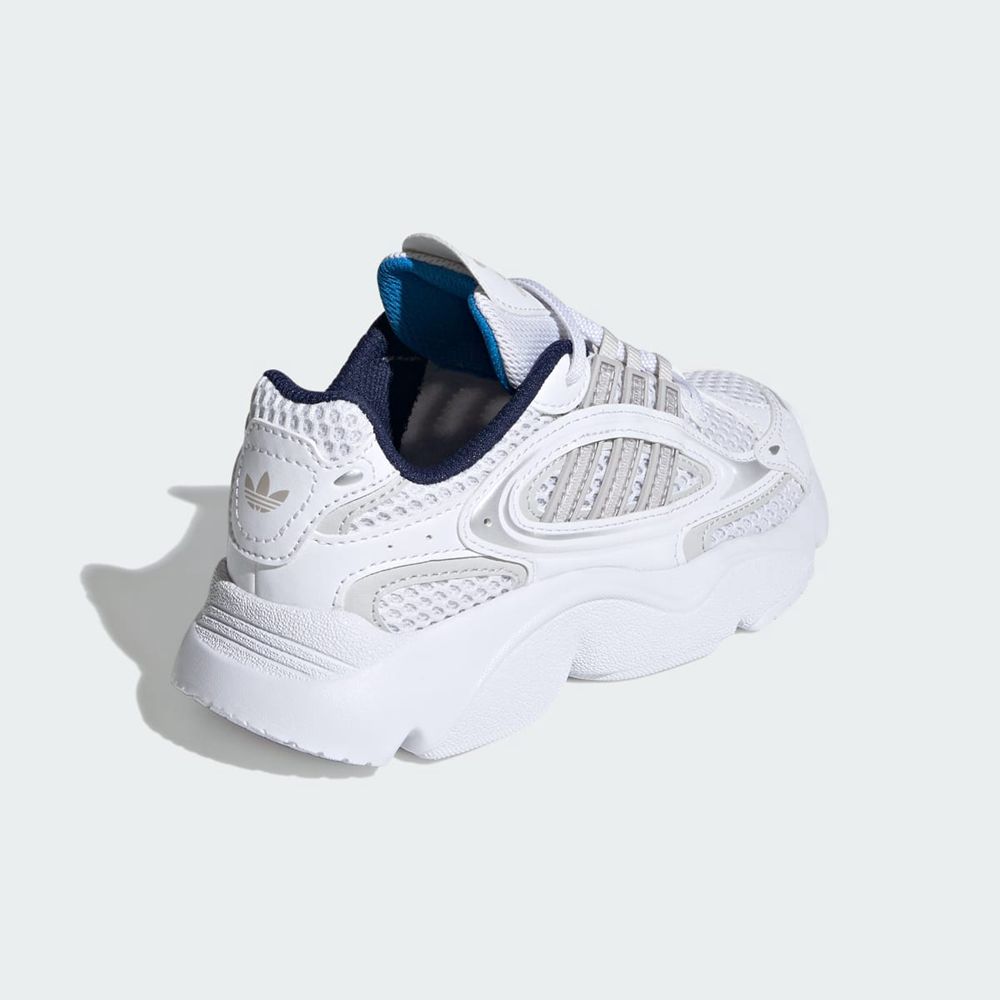 Basket Adidas Ozmillen Elastic Lace Blanche Grise Bleu Enfant | KHG-58116368