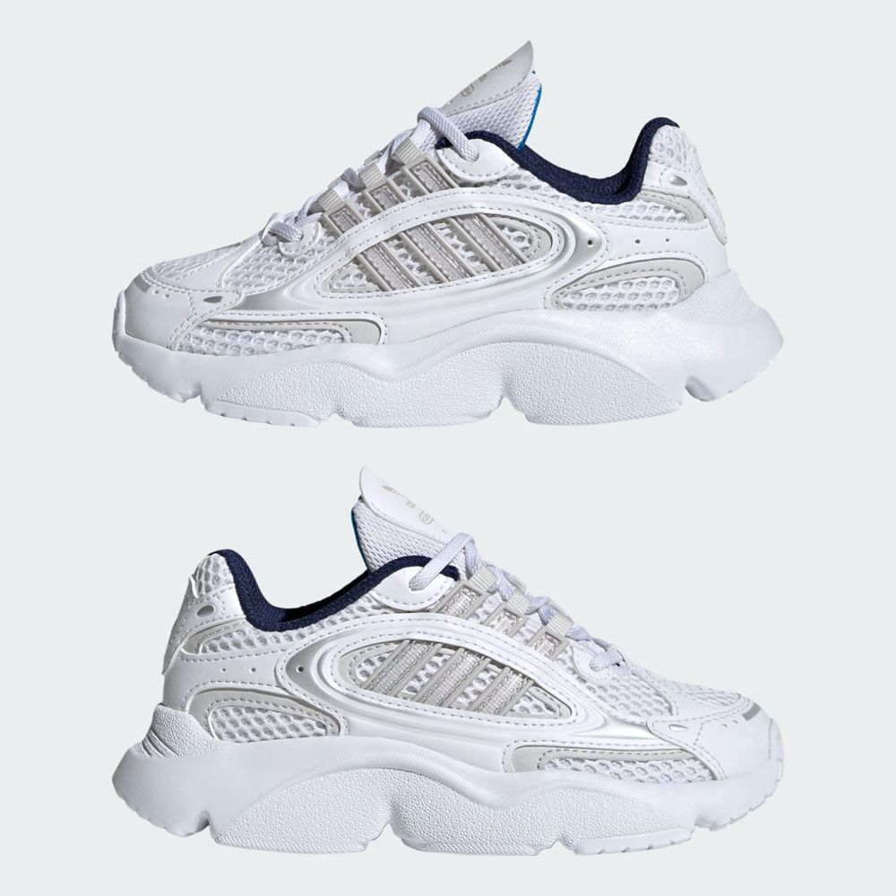 Basket Adidas Ozmillen Elastic Lace Blanche Grise Bleu Enfant | KHG-58116368