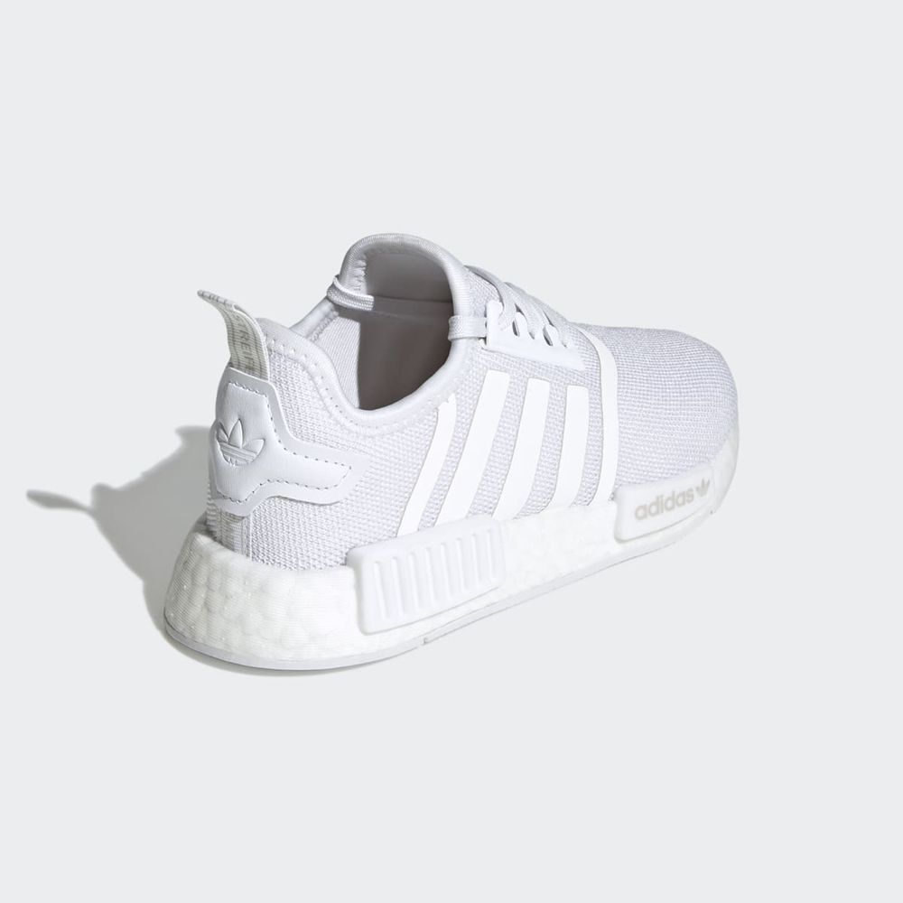 Basket Adidas NMD_R1 Refined Blanche Grise Enfant | YWE-73041002