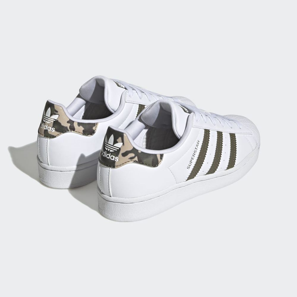 Basket Adidas Superstar Blanche Vert Olive Enfant | IHT-71754506