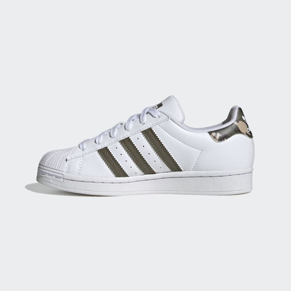 Basket Adidas Superstar Blanche Vert Olive Enfant | IHT-71754506